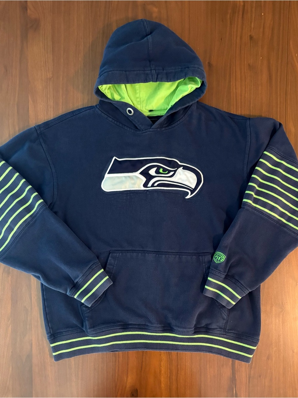 NFL Seattle Seahawks Navy & Neon Green Pullover Hoodie